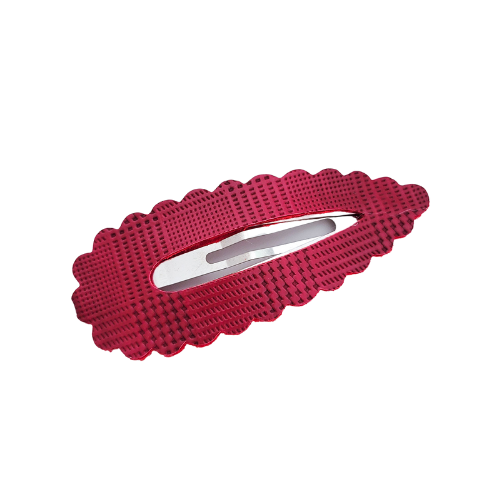 Scallop Snap Clip - Crimson Embossed