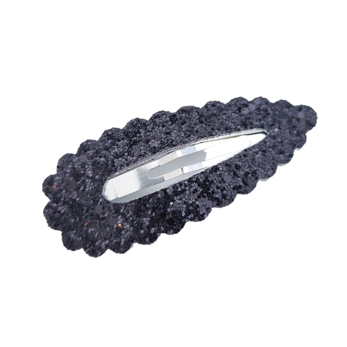 Scallop Snap Clip - Black Glitter
