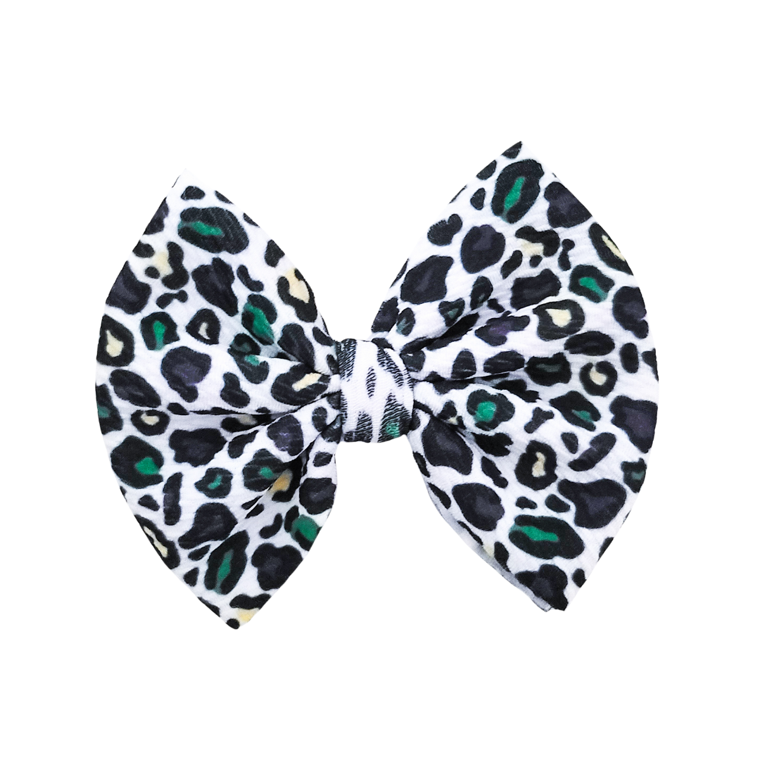 Sophia Hair Bow | Fabric Bow | Mardi Gras Leopard