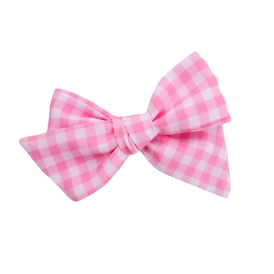 Layla Hair Bow | Hand-Tied Bow | Pink Gingham