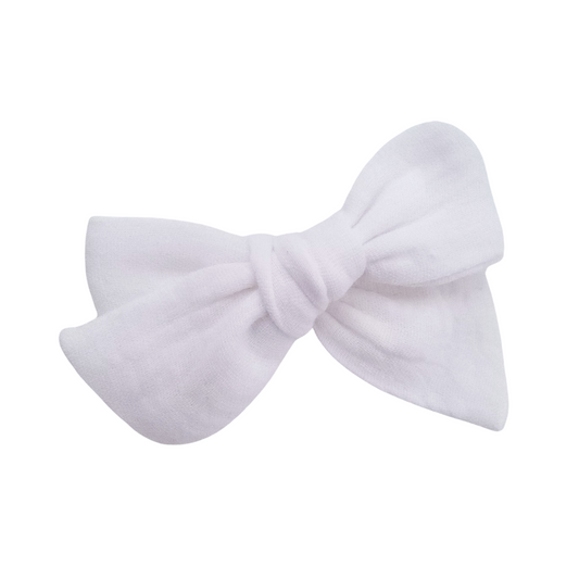 Layla Hair Bow | Hand-Tied Bow | White Muslin
