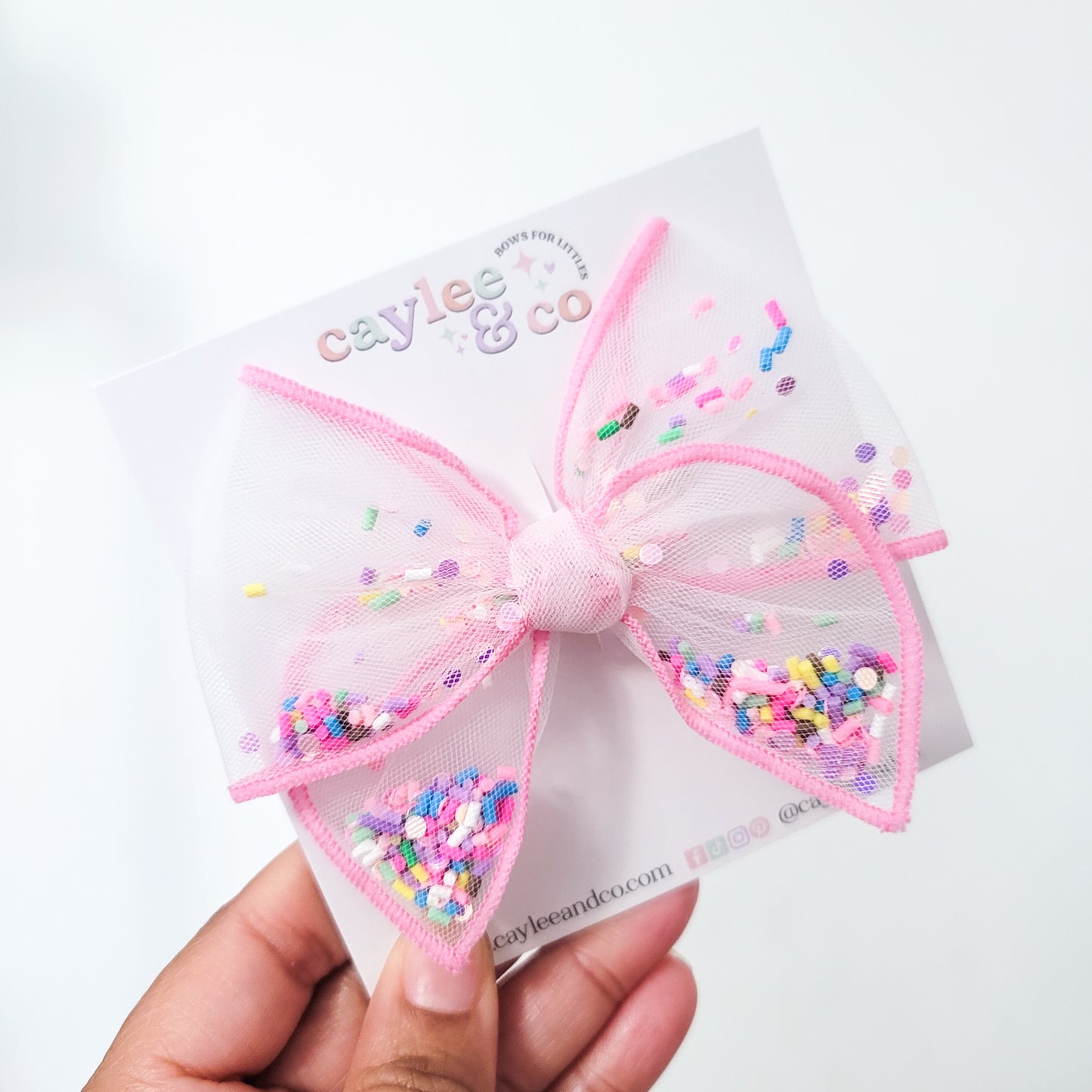 Ava Hair Bow | Shaker Bow | Pink Confetti