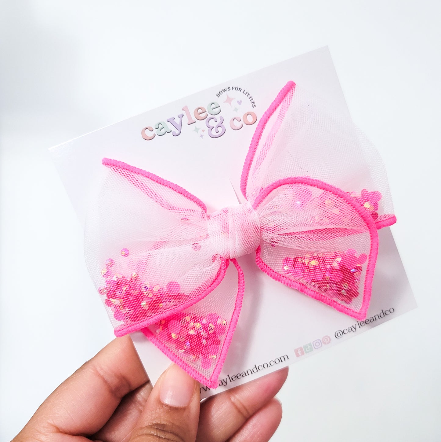 Ava Hair Bow | Shaker Bow | Dark Pink Sparkle