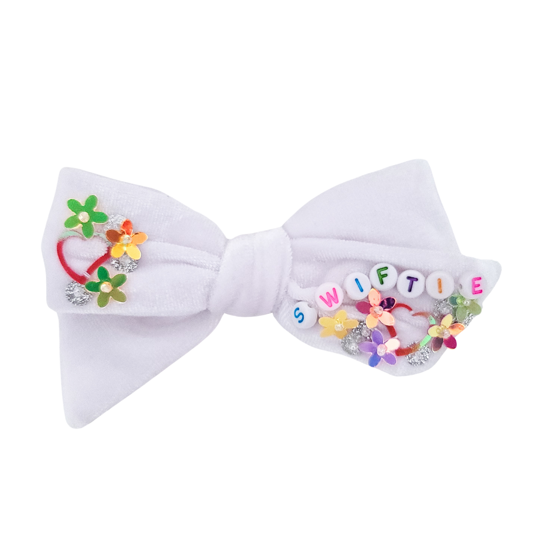 Layla Hair Bow | Hand-Tied Bow | White Swiftie
