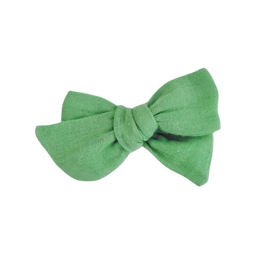 Layla Hair Bow | Hand-Tied Bow | Green Muslin