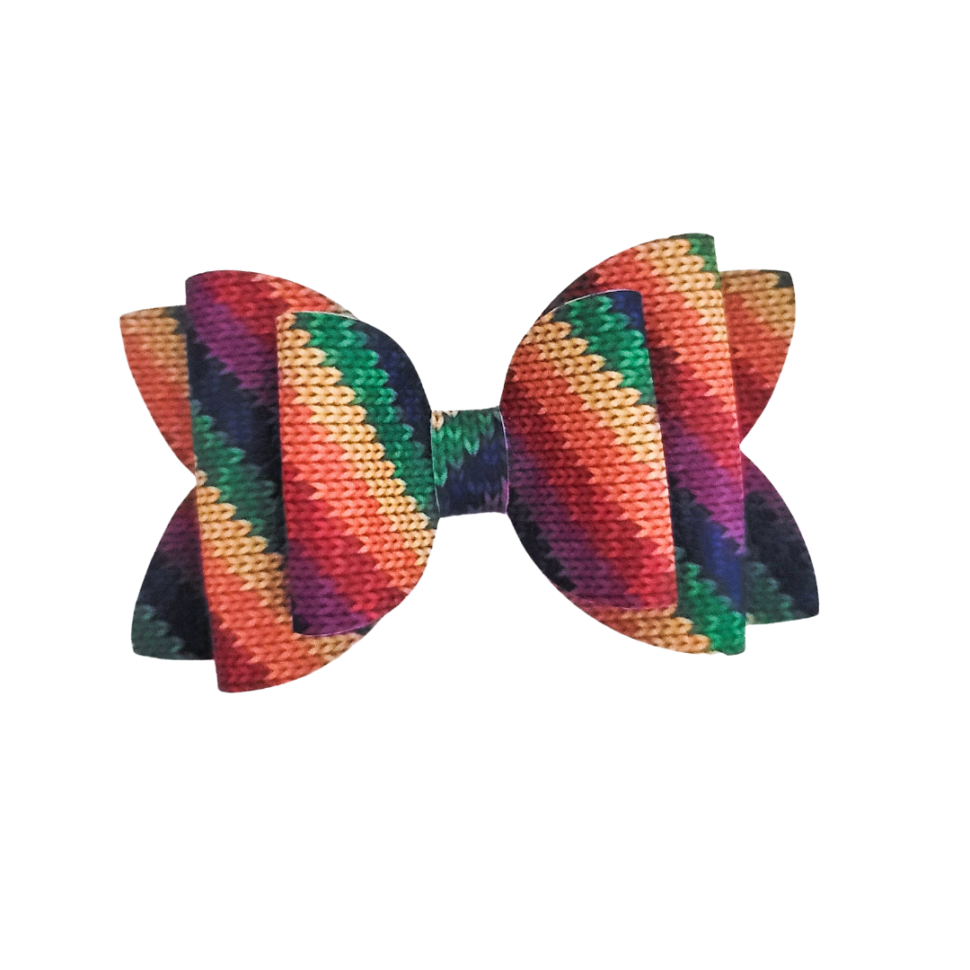 Remi Hair Bow | Stacked Bow | Rainbow Knit