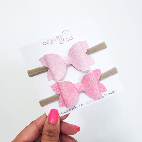 Mini Remi Hair Bow Set | Newborn Bows | Pink