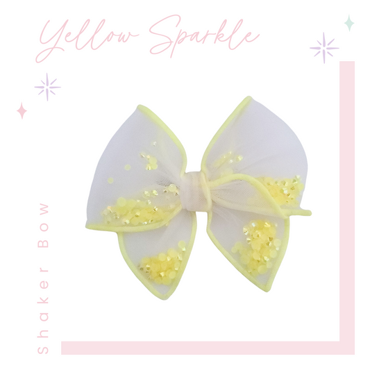 Ava Hair Bow | Shaker Bow | Yellow Sparkle
