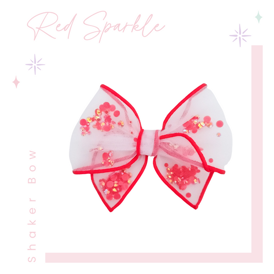 Ava Hair Bow | Shaker Bow | Red Sparkle