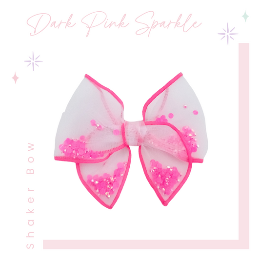 Ava Hair Bow | Shaker Bow | Dark Pink Sparkle