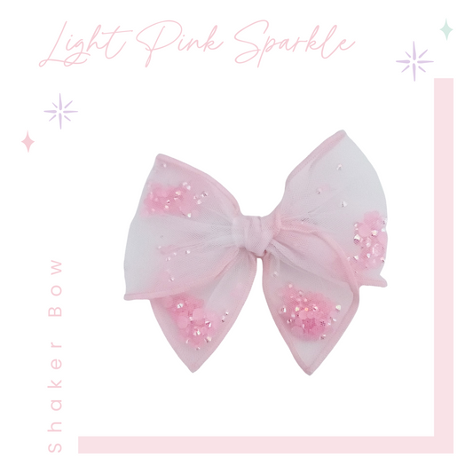 Ava Hair Bow | Shaker Bow | Light Pink Sparkle