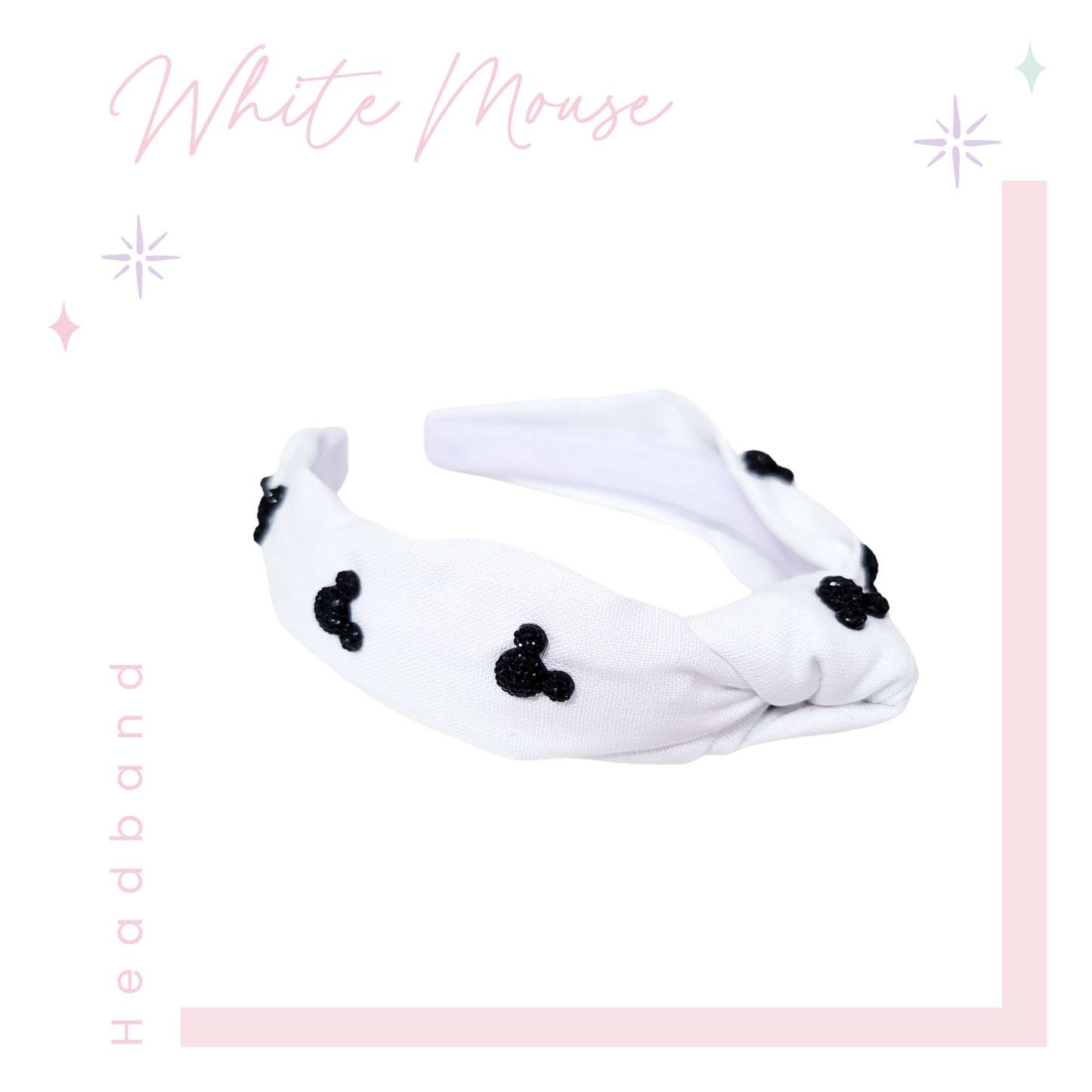 Knotted Headband - White Mouse