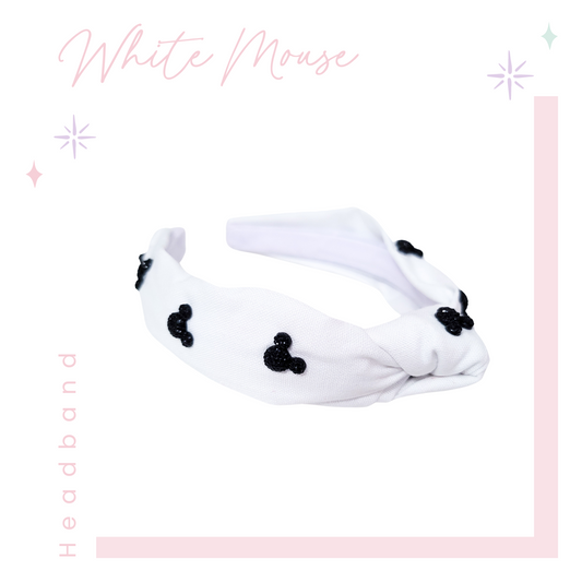 Knotted Headband - White Mouse