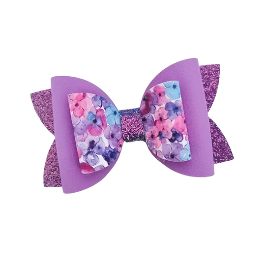 Remi Hair Bow | Stacked Bow | Lavender Floral