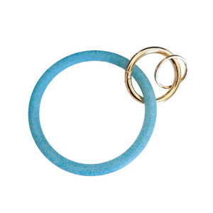 Silicone Key Chain - Blue Glitter