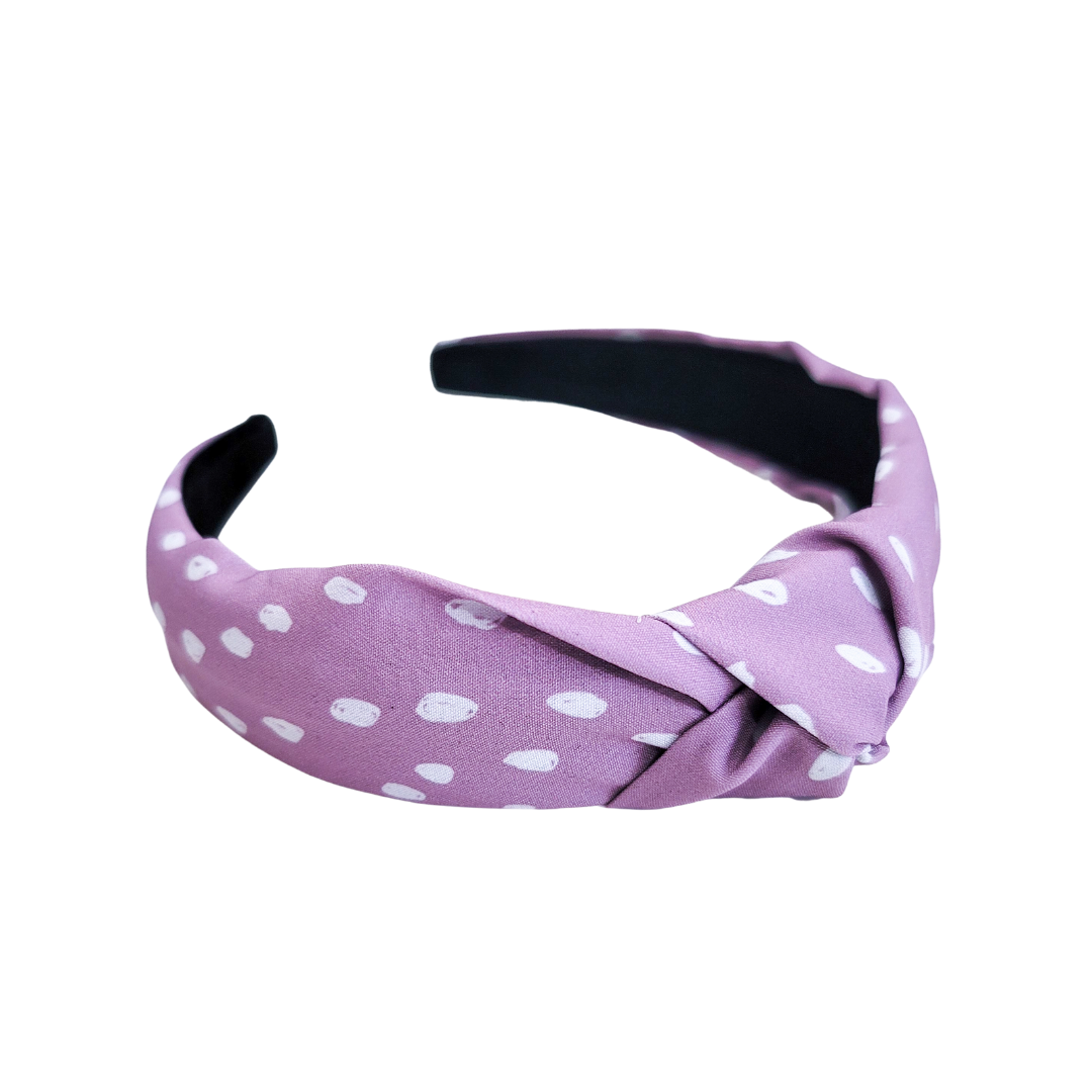 Knotted Headband - Lavender Dots