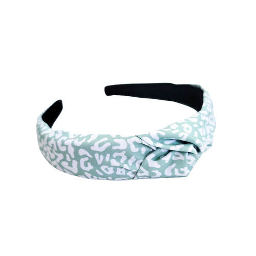 Knotted Headband - Sage Leopard