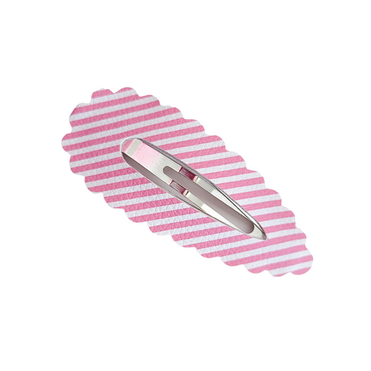 Scallop Snap Clip - Pink Stripes