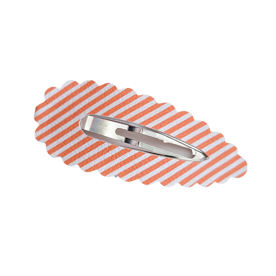 Scallop Snap Clip - Orange Stripes