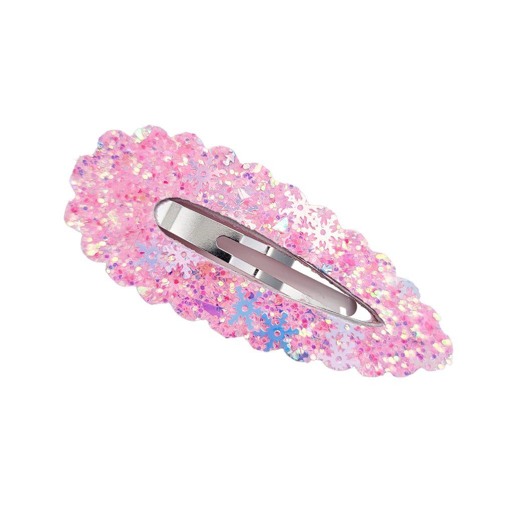 Scallop Snap Clip - Pink Frost Snowflake