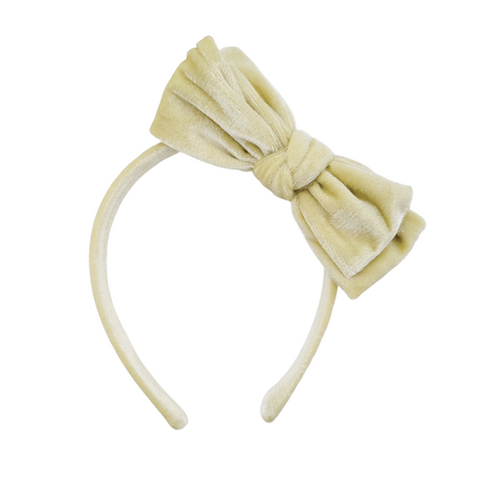 Velvet Bow Headband - Yellow